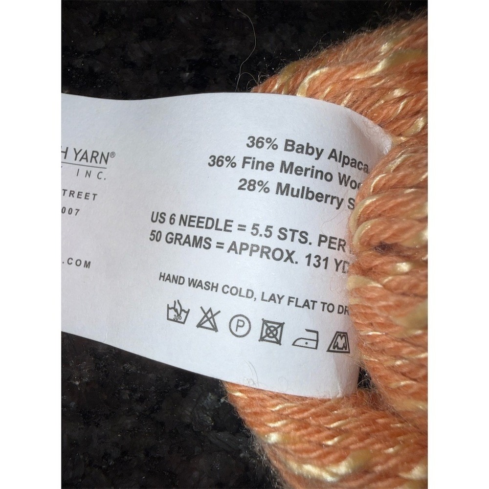 Plymouth Yarn Miradores‎ Luxury Blend Yarn 50g 131yd Saffron Sky Color 33 - Picture 3 of 5